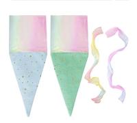 Bolsas de regalo en forma de cono | Bolsas de palomitas de maíz de 2 uds,Envase de con lazos torceduras para palomitas de maíz función de tratamiento escuela señorita fiesta regalos Snack