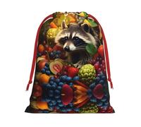 Bolsas de regalo estampadas de mapache entre frutas S, añade un toque de formalidad a bodas, Navidad, cumpleaños y aniversarios (S - L)