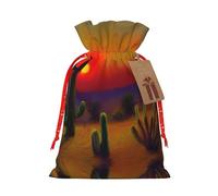 Bolsas de regalo festivas - Embalaje de regalo de Navidad con - Juego de bolsas de regalo reutilizables para celebraciones de vacaciones, atardecer cactus en el desierto