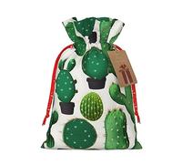 Bolsas de regalo festivas, embalaje de regalo de Navidad, juego de bolsas de regalo reutilizables para celebraciones navideñas, cactus verde