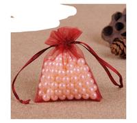 Bolsas de regalo for joyas, 50 unidades, 17 colores, bolsa for joyas, regalo de boda, bolsa de organza for joyas, embalaje de exhibición diario(Red,10x12cm)