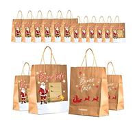 Bolsas de regalo grandes de papel Kraft - 12 sobres para regalos navideños con asas, bolsas de regalos navideños originales - Bolsa de Navidad original