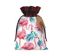 Bolsas de regalo impresas con diseño de hojas de plantas verdes con cordón, bolsas de regalo para fiestas de Navidad, bolsas festivas para golosinas, golosinas