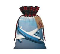 Bolsas de regalo impresas de aviones con cordón, bolsas de fiesta de Navidad, bolsas festivas para golosinas, golosinas