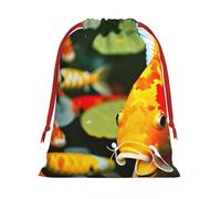 Bolsas de regalo japonesas con estampado de peces koi, varios tamaños, bolsas de regalo con cordón para mujeres, Navidad, cumpleaños, reutilizables