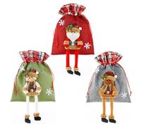Bolsas de Regalo Navidad,YouXiaor 3 Pack Bolsa de Navidad Grandes Bolsa de Papá Noel para Navidad para Rellenar Sacos de Santa Navidad Regalo Bolsas Arpillera Fiesta de Navidad Regalo Infantiles