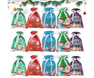 Bolsas De Regalo Navideñas | 15 Piezas Bolsa Reutilizable - Bolsa para Envolver Dulces Decoración Navideña | Para Cumpleaños Festival Bodas Galletas Snacks Fiesta Favoritos Joyería Niños Adultos