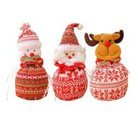 Bolsas De Regalo Navideñas,Bolsas De Tela Para Dulces Navideños | Bolsas de tela con muñeco de nieve y muñeco de caramelo,Bolsa de almacenamiento de muñecos de ciervo y muñeco de nieve de