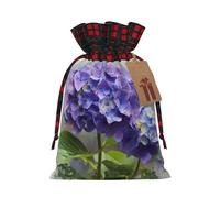 Bolsas de regalo navideñas con cordón, diseño de hortensia en acuarela, para envolver dulces, dulces, fiestas de cumpleaños y Navidad, tamaño mediano.