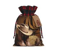 Bolsas de regalo navideñas con cordón y estampado de bota vaquera y sombrero de vaquero, para envolver golosinas, dulces, dulces, fiestas de cumpleaños y Navidad, suministros pequeños