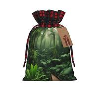 Bolsas de regalo navideñas con estampado de lluvia tropical, bolsas de regalo con cordón, regalos y recuerdos de fiesta de Navidad