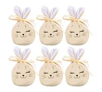 - Bolsas de regalo - Paquete de 6 bolsas de terciopelo con cordón, 12 x 10 cm, divertidos porta golosinas para conejos de Pascua, almacenamiento de regalos de de tela suave, bolsas decorativas