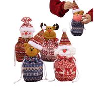 Bolsas de regalo para de Navidad con Papá Noel muñeco de nieve reno | Para envolver regalos de tela navideña para fiestas, favor, galletas, bombones, piruletas, piruletas artesanales
