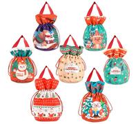 Bolsas de regalo para fiesta de Navidad - 7 piezas Bolsas con cordón para almacenamiento navideño - Bolsas de tela para regalos de Navidad | Para regalos de fiesta pastelitos galletas alimentos