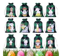 Bolsas de regalo para Pascua - 12 bolsas de cordón de dibujo de conejo festivo pequeñas, bolsas de yute,para de boda, de dama de colegas invitados Navidad y