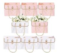 Bolsas de regalo para ramo, cajas de flores para arreglos, de regalo rectangular, bolsas de regalo pastel, 8 cajas de regalo de ramo de flores vacías, de embalaje impermeable con cadena de