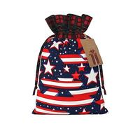 Bolsas de regalo patrióticas de arpillera con cordón, diseño de rayas del Día de la Independencia, ideales para cualquier ocasión