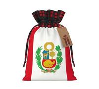 Bolsas de regalo reutilizables con cordón de Navidad con estampado de bandera de Perú para necesidades de envoltura