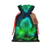 Bolsas de regalo reutilizables con cordón de Navidad con estampado de hongos mágicos para fiestas de Navidad
