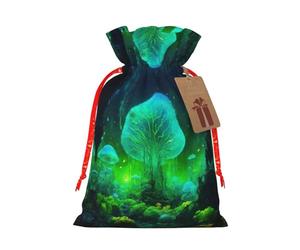 Bolsas de regalo reutilizables con cordón de Navidad con estampado de hongos mágicos para fiestas de Navidad