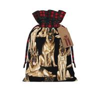 Bolsas de regalo reutilizables con cordón de Navidad con estampado de perro pastor alemán, bolsas de regalo de cumpleaños para necesidades de envoltura