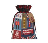 Bolsas de regalo reutilizables con cordón de Navidad con estampado de símbolos de Inglaterra, para necesidades de envoltura