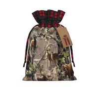 Bolsas de regalo reutilizables con cordón, diseño de ciervo, oso, alce, caza, vida silvestre, para Navidad, cumpleaños