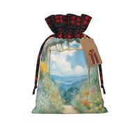 Bolsas de regalo reutilizables con cordón para acuarelas de temporada de hierbas y flores con temática navideña, elegantes, únicas y personalizadas