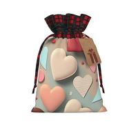 Bolsas de regalo reutilizables con cordón para Navidad, con estampado de amor, bolsas de regalo de Navidad para regalos, talla S