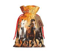 Bolsas de regalo reutilizables con cordón para Navidad, diseño de caballos corriendo para fiestas de Navidad