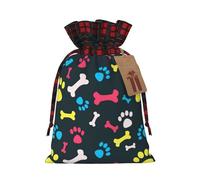 Bolsas de regalo reutilizables con cordón para regalo de Navidad, diseño de huellas de perro, gato, arcoíris, para envolver las necesidades