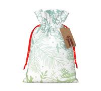 Bolsas de regalo reutilizables con cordón y estampado de algas marinas verdes y azules para celebraciones de invierno, regalos de fiesta