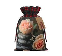 Bolsas de regalo reutilizables con cordón y estampado de rosas y piedras de spa, ecológicas, para vacaciones, bodas, fiestas