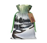 Bolsas de regalo reutilizables con estampado de árbol de aguja de pino, bolsas de regalo con cordón para joyas y regalos, para ocasiones festivas