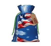 Bolsas de regalo reutilizables con estampado de bandera de Puerto Rico, bolsas de regalo con cordón para joyas y regalos, para ocasiones festivas
