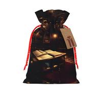 Bolsas de regalo reutilizables con estampado de biblioteca misteriosa, bolsas de regalo con cordón para joyas y regalos, para ocasiones festivas