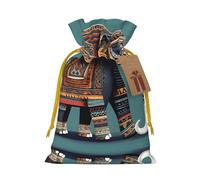 Bolsas de regalo reutilizables con estampado de elefante azteca, bolsas de regalo con cordón para joyas y regalos, para ocasiones festivas