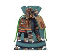 Bolsas de regalo reutilizables con estampado de elefante azteca, bolsas de regalo con cordón para joyas y regalos, para ocasiones festivas