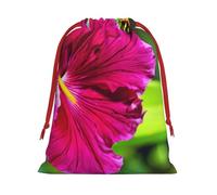 Bolsas de regalo reutilizables con estampado de flores de hibisco, bolsas de regalo de tamaño mediano, bolsas con cordón para regalos de Navidad, cumpleaños