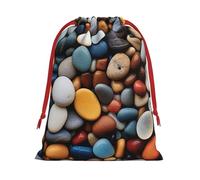 Bolsas de regalo reutilizables con estampado de guijarros coloridos, bolsas de regalo de tamaño mediano, bolsas con cordón para regalos de Navidad, cumpleaños