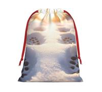Bolsas de regalo reutilizables con estampado de huellas de perro, bolsas de regalo de tamaño mediano, bolsas con cordón para regalos para Navidad, cumpleaños