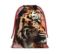 Bolsas de regalo reutilizables con estampado de leopardo y tigre animal, bolsas de regalo de tamaño mediano, bolsas de cordón para regalos de Navidad, cumpleaños