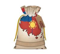 Bolsas de regalo reutilizables con estampado de mapa de la bandera de Mongolia, bolsas de regalo con cordón para joyas y regalos, para ocasiones festivas