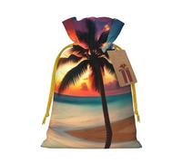Bolsas de regalo reutilizables con estampado de palmera de playa tropical, bolsas de regalo con cordón para joyas y regalos, para ocasiones festivas