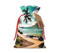 Bolsas de regalo reutilizables con estampado de palmeras de playa tropicales, bolsas de regalo con cordón para joyas y regalos, para ocasiones festivas
