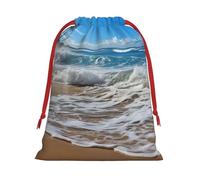 Bolsas de regalo reutilizables con estampado de palmeras tropicales de mar, playa, naturaleza, bolsas de regalo de tamaño mediano, bolsas con cordón para regalos para Navidad, cumpleaños