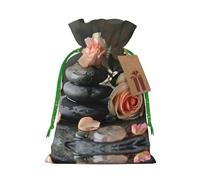 Bolsas de regalo reutilizables con estampado de piedras de spa y rosas, bolsas de regalo con cordón para joyas y regalos, para ocasiones festivas