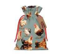 Bolsas de regalo reutilizables con estampado de pollo, bolsas de regalo con cordón para joyas y regalos, para ocasiones festivas