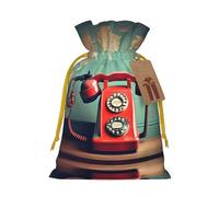 Bolsas de regalo reutilizables con estampado de teléfono de Inglaterra, Reino Unido, retro, con cordón, para joyas y regalos, para ocasiones festivas