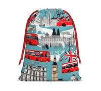 Bolsas de regalo reutilizables con estampado "I Like London", bolsas de regalo de tamaño mediano, bolsas con cordón para regalos de Navidad, cumpleaños